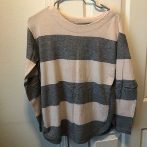 Grey and pink color blocked sweater